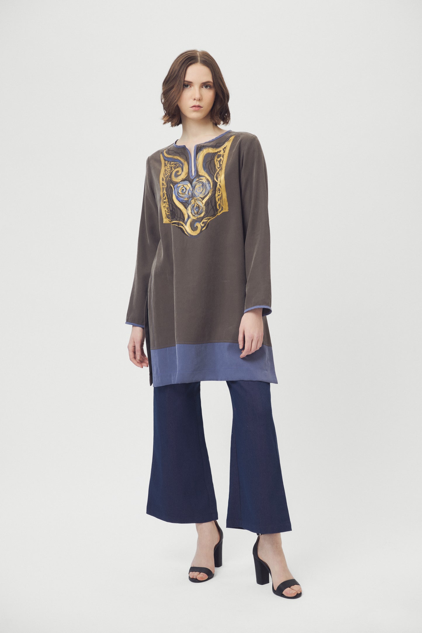 Roses and Filigree hand painted Tunic