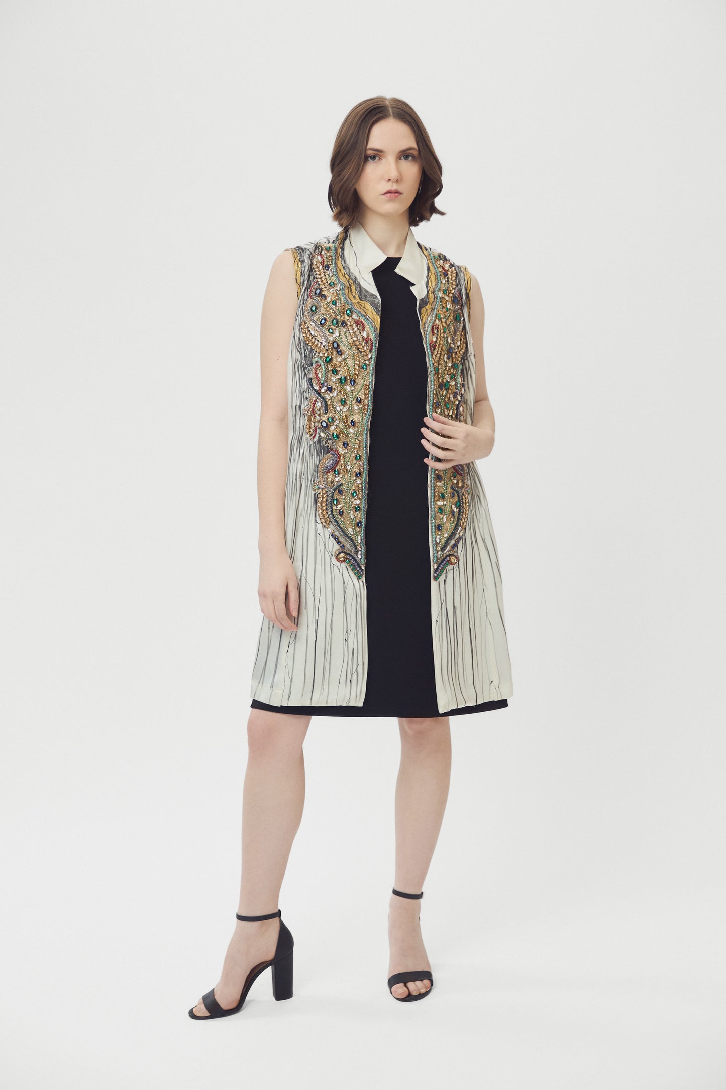 Autumnal Jewel Charmeuse Vest Dress
