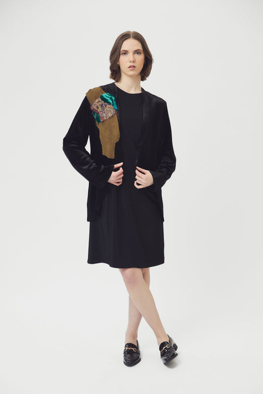 Silk Panne Velvet Jacket With Applique