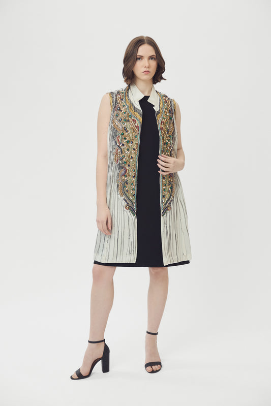 Autumnal Jewel Charmeuse Vest Dress